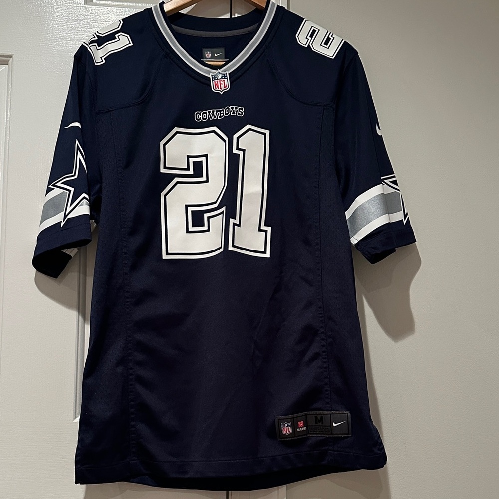 Nike Navy and White Cowboys Jersey #21